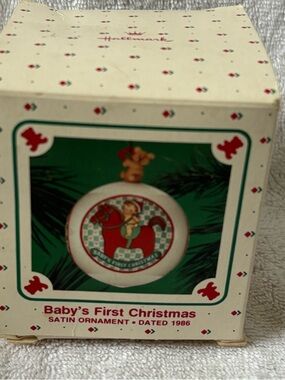 Hallmark Baby’s First Christmas Satin Ornament Vintage 1986